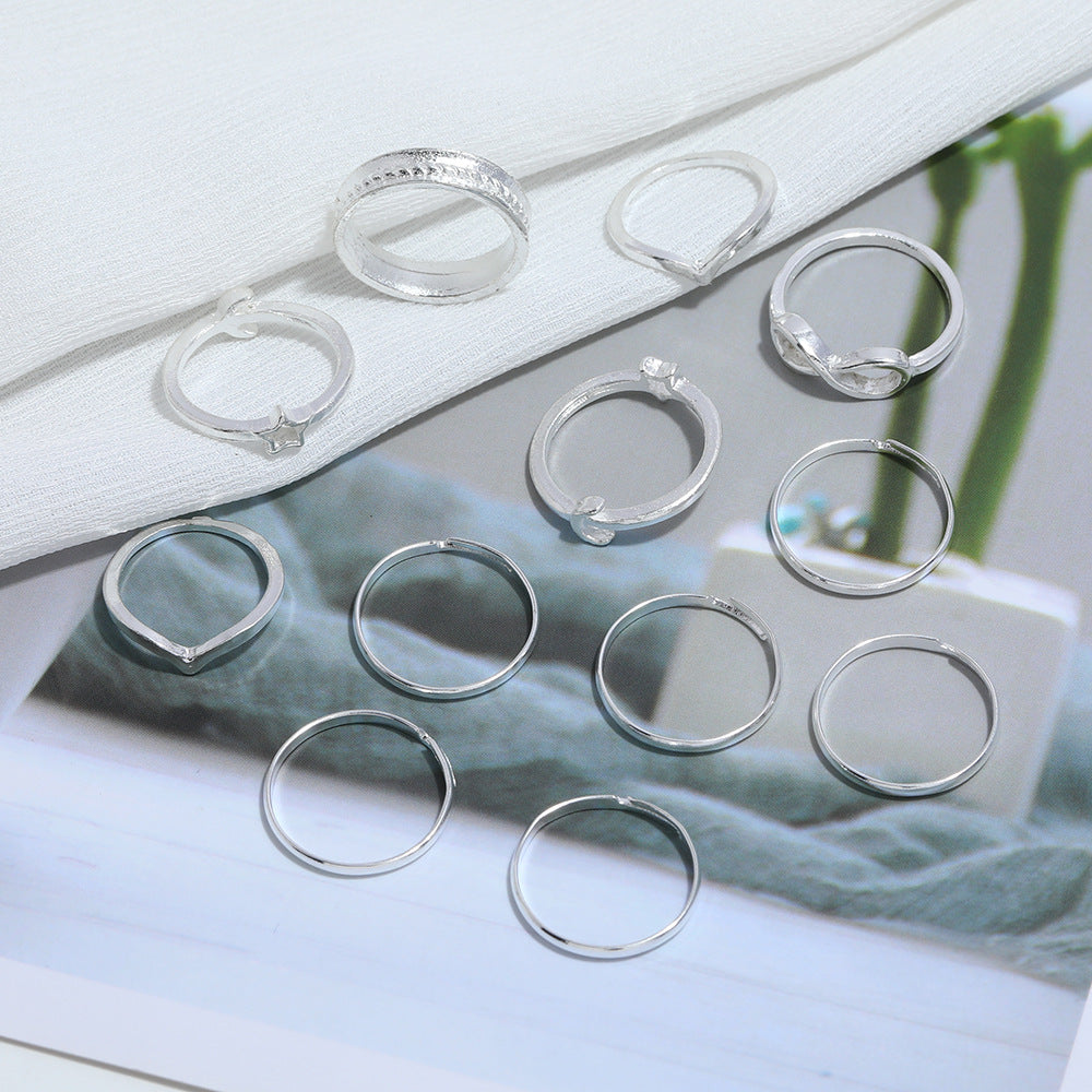 Metal Silver Ring Set