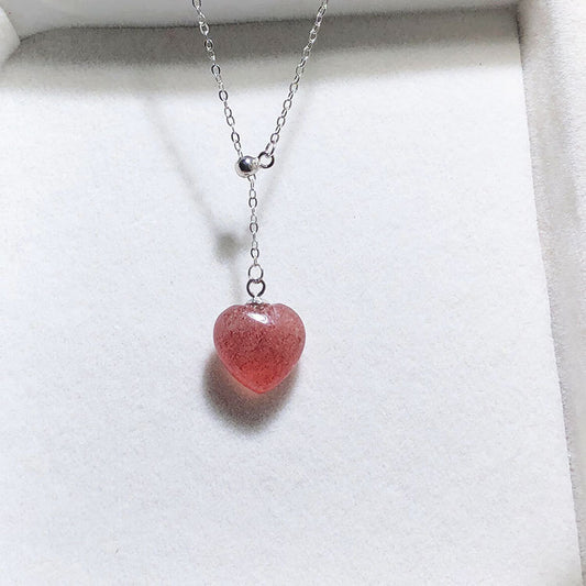 Fashion Necklace New Strawberry Crystal Heart Necklace