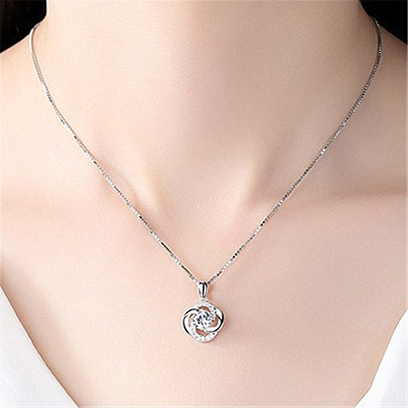 Diamond Lucky Flower Pendant Necklace