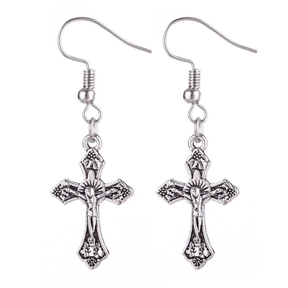 Cross Earrings Rose Earrings Angel Wings Gothic Pattern Retro Earrings