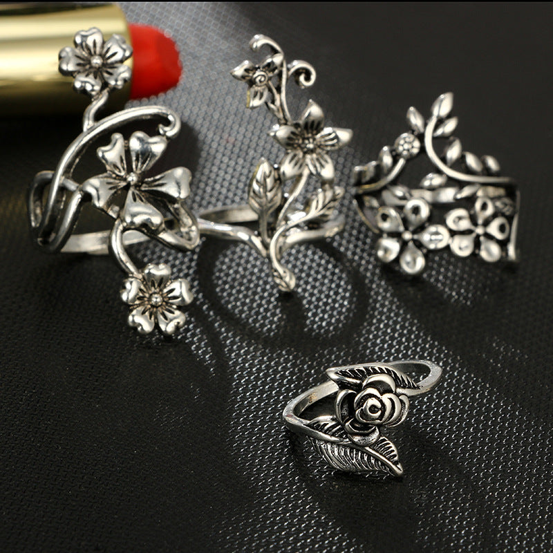 Forest Vine Leaves Flower Ring