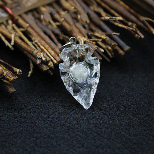 Crystal Rough Pendant Micro Inlaid Necklace Shield Jewelry