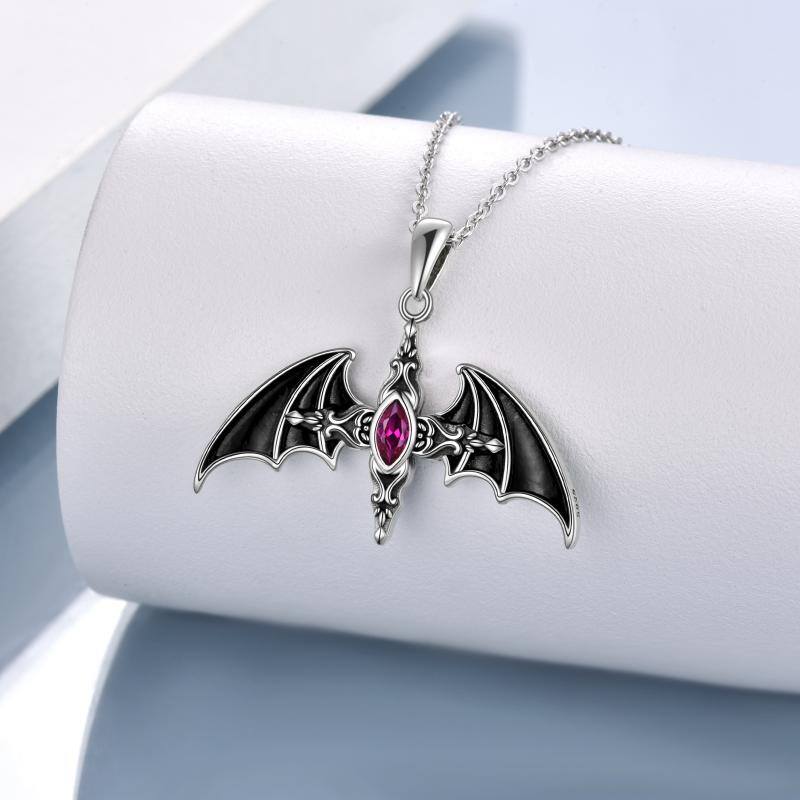 Bat Necklace 925 Sterling Sliver Celtic Cross Pendant Gothic Jewelry