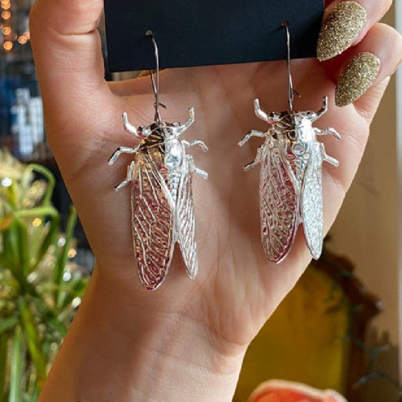 Gothic Alloy Cicada Insect Earrings European And American Jewelry