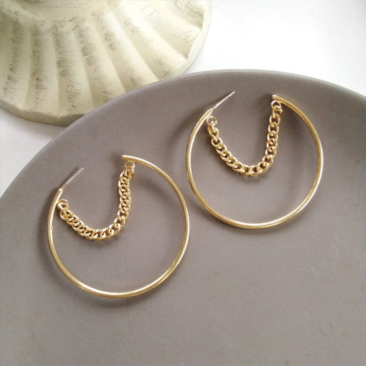 Women's Trendy Style Hoop Chain Earrings