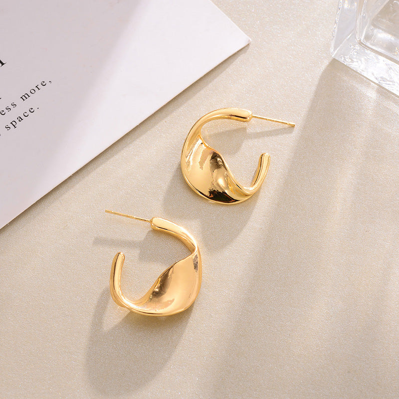 Golden Earrings Hoop Temperament Twist