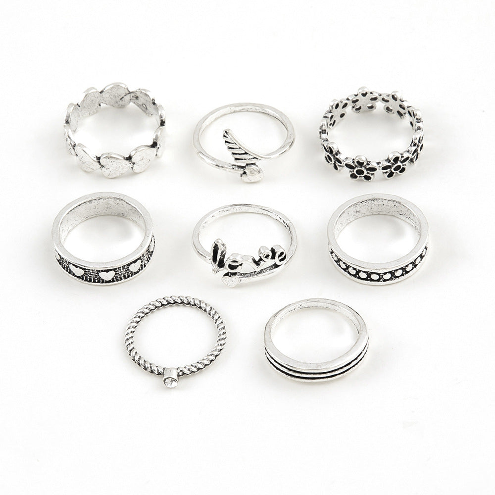 Metal Love Ring Set Fashion Geometric