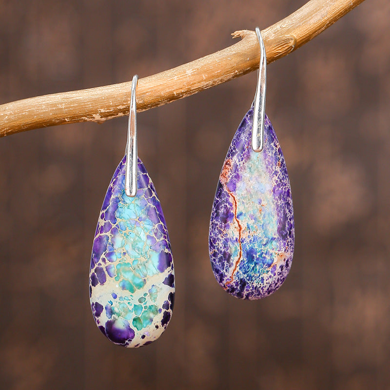 Emperor Stone Earrings Colored Natural Stone Drop Shaped Earrings