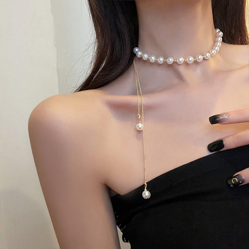 Celebrity Style Pearl Pull-out Delicate Necklace