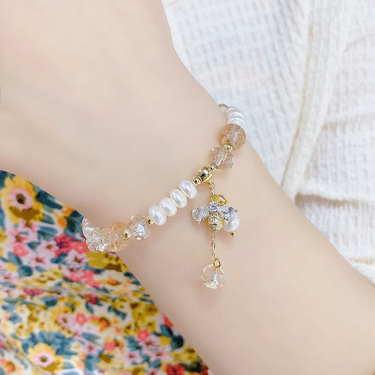 Freshwater Pearl Micro-inlaid Zircon Bee Bracelet