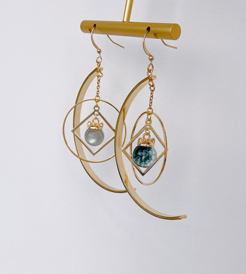 Fashion Green Ghost Moonstone Guardian Earrings