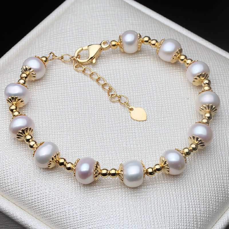 Real Freshwater Round Pearl Bracelet For Women Natural Pearl