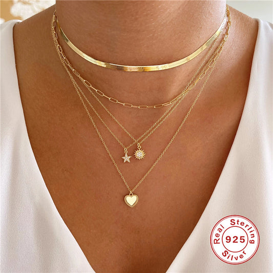 Women's Diamond Geometric Pendant Necklace Clavicle Chain