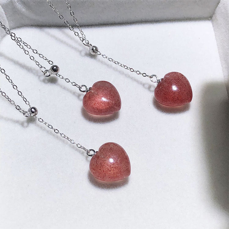 Fashion Necklace New Strawberry Crystal Heart Necklace