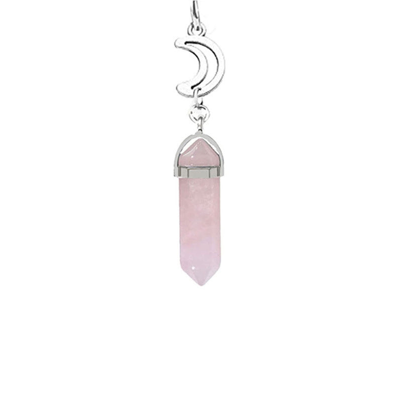 Natural Quartz Stone Crystal Hexagon Pillar Necklace