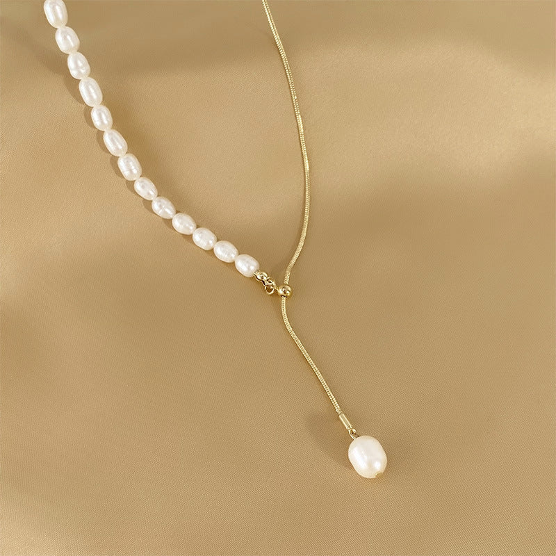 Natural Freshwater Pearl Panel Necklace