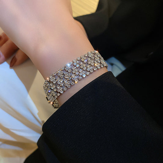 Women's Full Diamond Wide Version All Match Temperament Bracelet