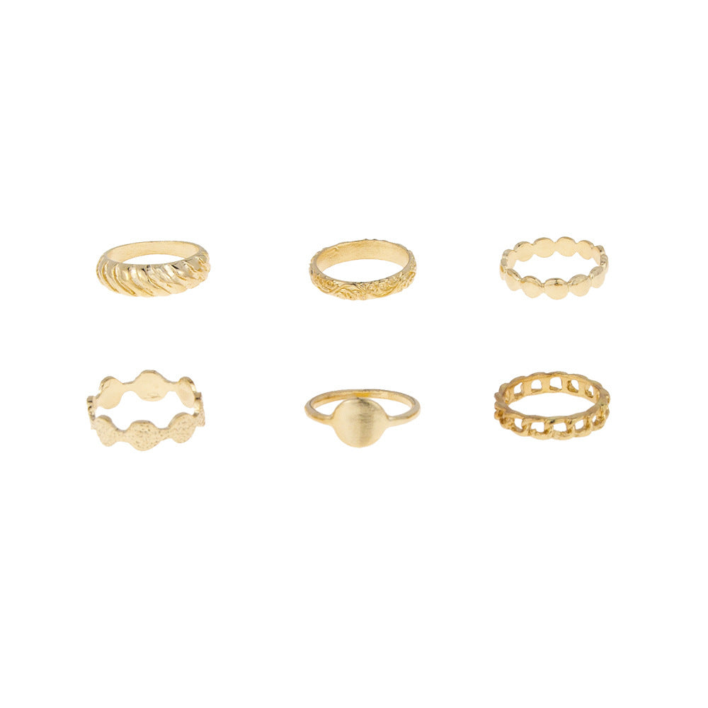 Alloy Six-Piece Simple Ring Set