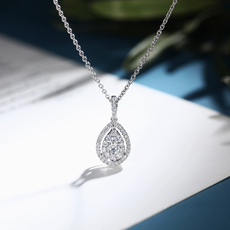 Bronze Full Diamond Drop-shaped Zircon Necklace