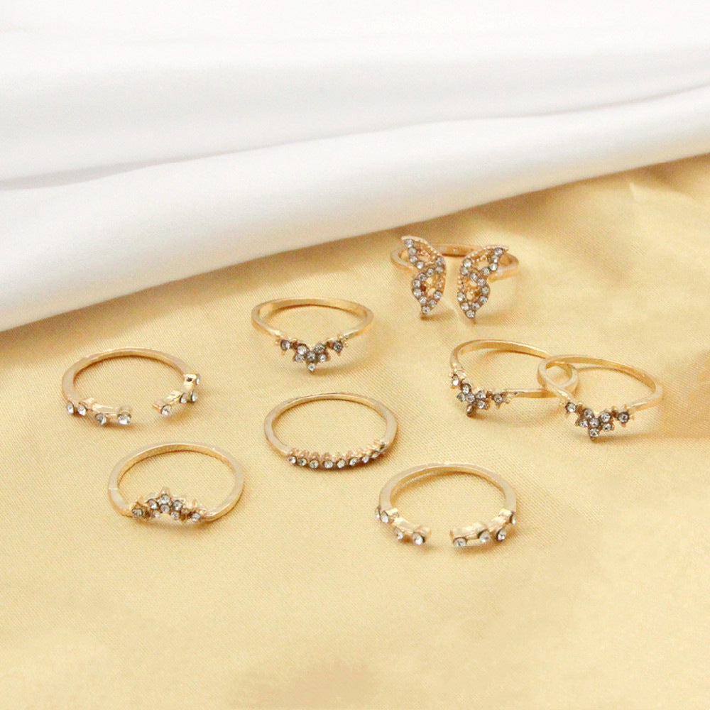 Bohemian Butterfly Diamond Joint Ring 8 Piece Set Ring Jewelry