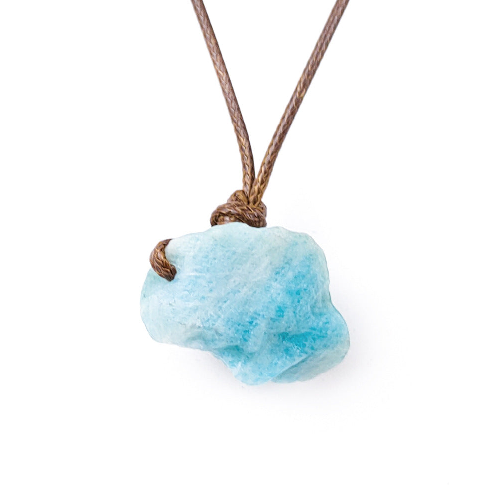 Irregular Specimen Of Natural Crystal Agate Rough Pendant Necklace