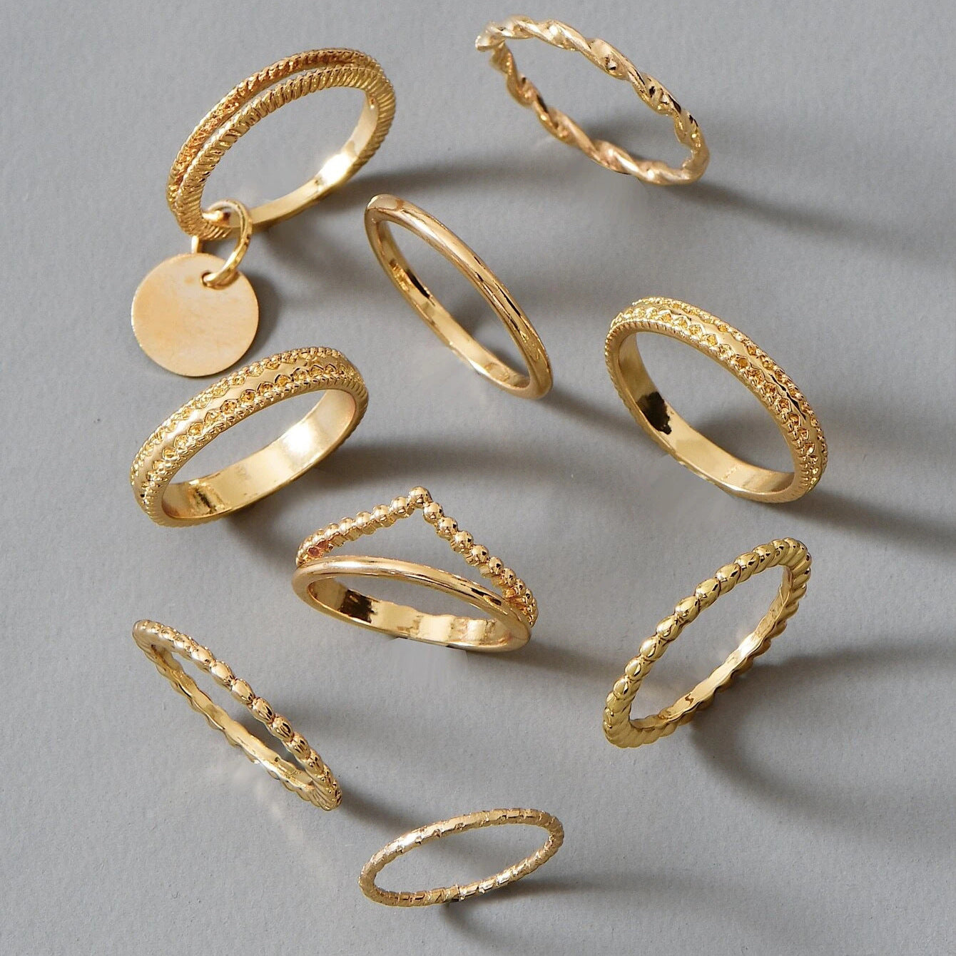 Metal Creative Gold Ring Set Female Style Simple Trend Alloy Ring Multi-piece Set