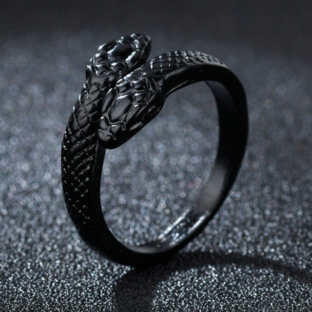 Gothic Double Head Snake Ring Adjustable Anima