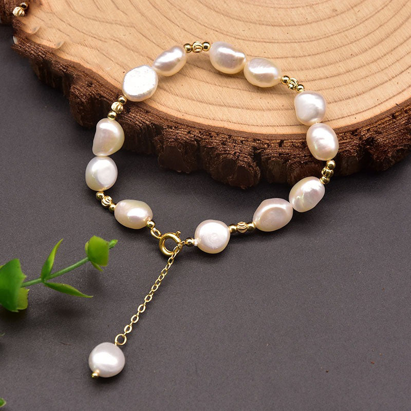 Natural Freshwater Pearl Double-sided Polished Bracelet