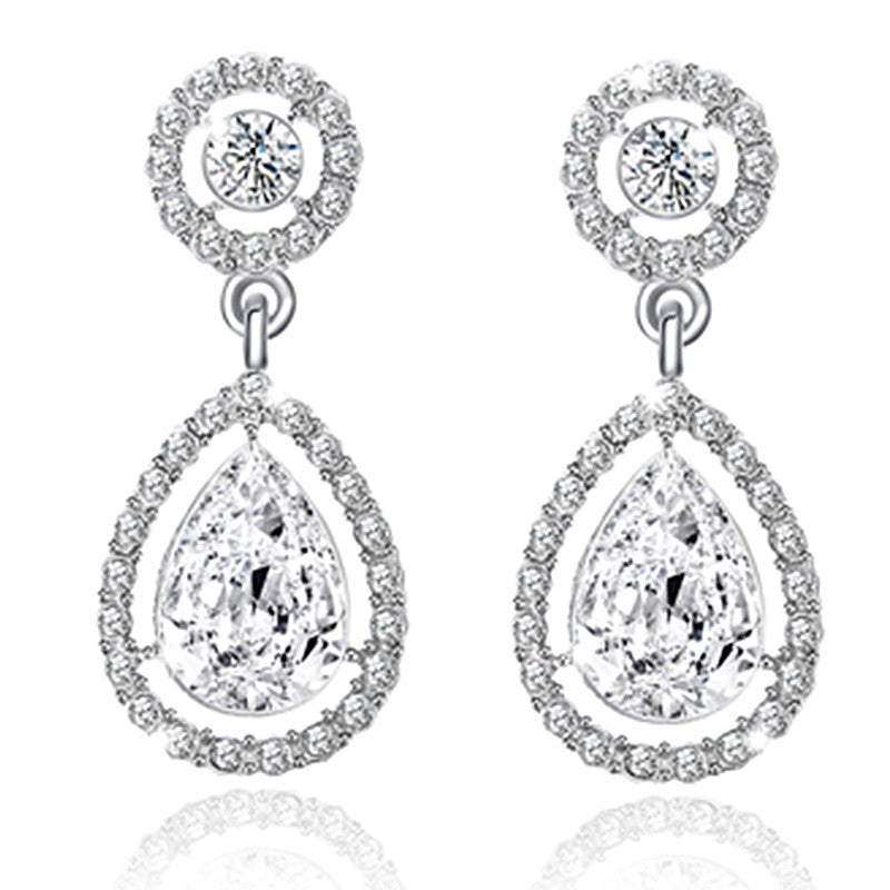 Simple Diamond-Set Zircon Earrings