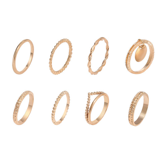 Metal Creative Gold Ring Set Female Style Simple Trend Alloy Ring Multi-piece Set