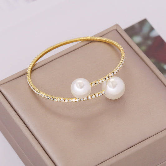 New Pearl Rhinestone Elastic Bracelet Female Personality Fashion Bracelet