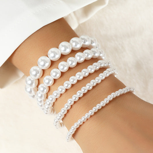 Large And Small Pearl Stretch Thread Bracelet