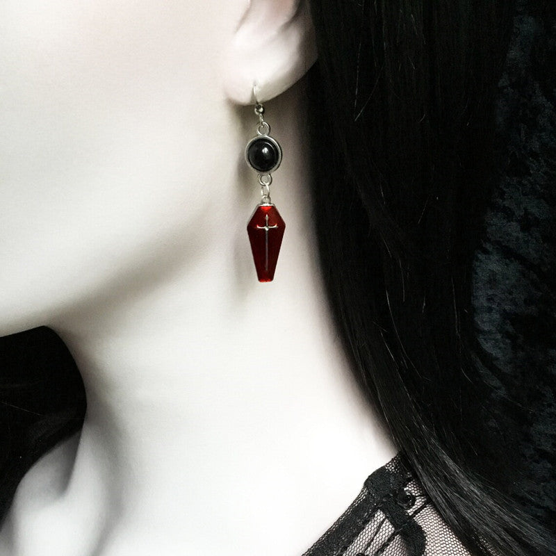 Women's Fashion Gothic Coffin Cross Earrings