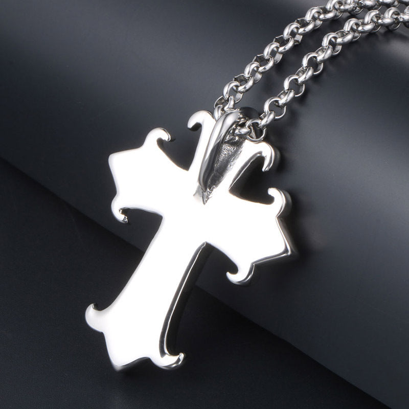 Gothic Vintage Cross Ghost Head Men's Titanium Steel Pendant Necklace Fashion Fashionmonger Punk Jewelry