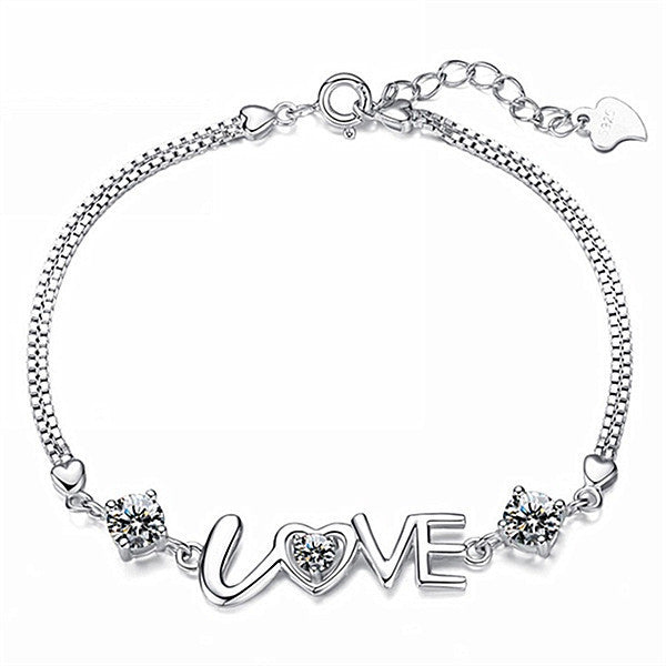 Love Double Diamond Heart To Heart Bracelet Women