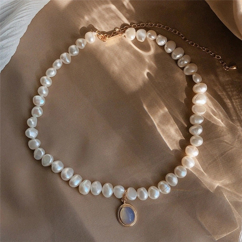 Asymmetric Baroque Pearl Necklace Metal Necklace AliExpress Independent Station Retro Pearl Rope Chain