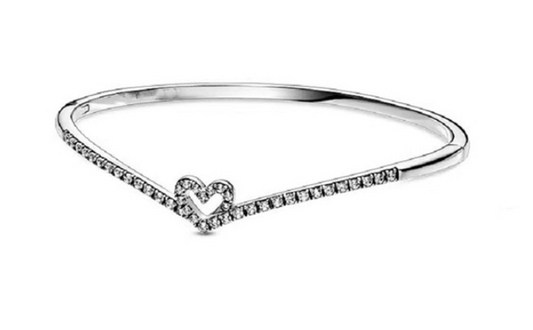 New Product Love Heart Diamond Sterling Silver Bracelet