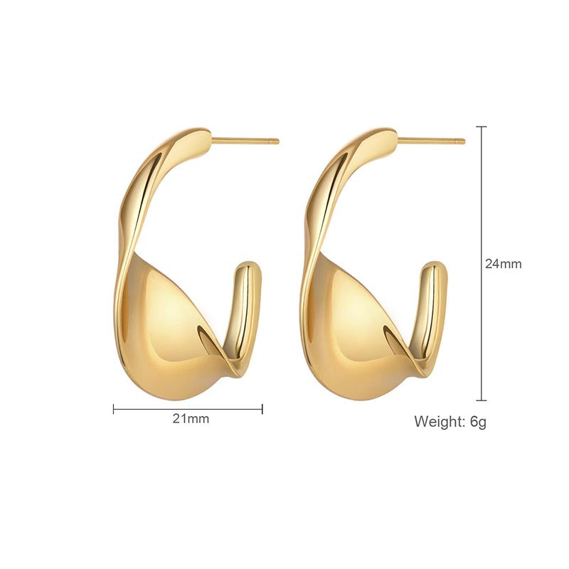 Golden Earrings Hoop Temperament Twist